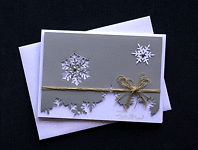 Silver Snowflake Landscape - Handcrafted Christmas Card dr16-0051